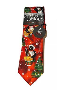 J. Garcia Necktie Mens Christmas Tie Penguins Band Themed Novelty Guitar NEW